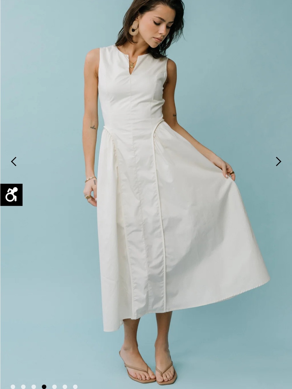 Böhme Cream Sleeveless A-line Midi Dress